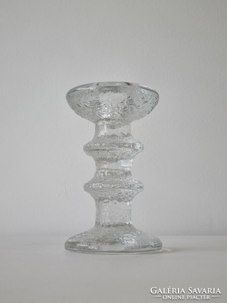 Iittala Finnish ice glass candle holder with slight damage - timo sarpaneva festivo series