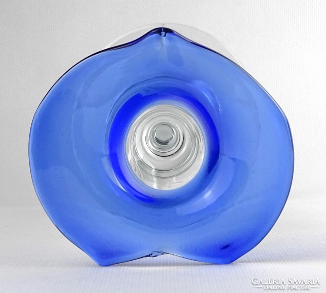 1O480 colored blue blown glass candle holder 18 cm
