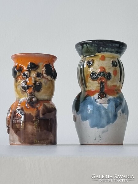 Erzsébet Fórizsné Sarai, a pair of industrial art shaped ceramic candle holders