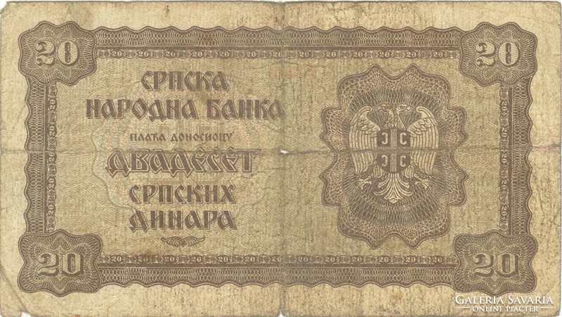 20 dinár 1941 Szerbia