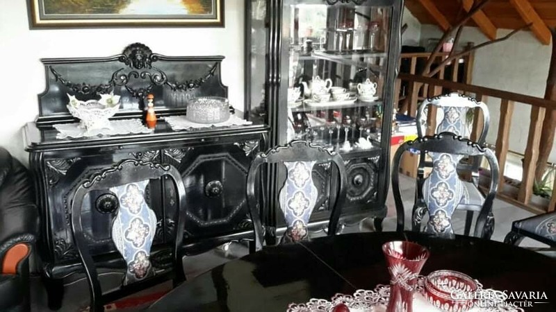 Beautiful antique dining set black carved