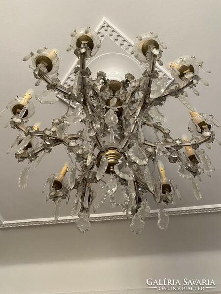 Maria Theresia crystal chandelier, original antique, 12 arms