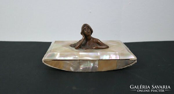 Art Nouveau mother-of-pearl and bronze desk decoration, antique tapper - 51593