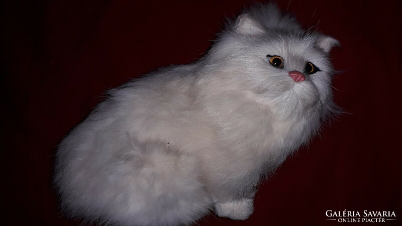 Gyönyörű szuper ÉLETHŰ nyúlszőr művészfigura kölyök cica MACSKA figura 18 x 15 cm a képek szerint