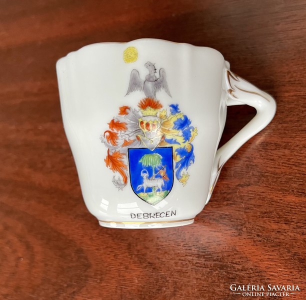 Antique Herend coffee cup with Debrecen coat of arms