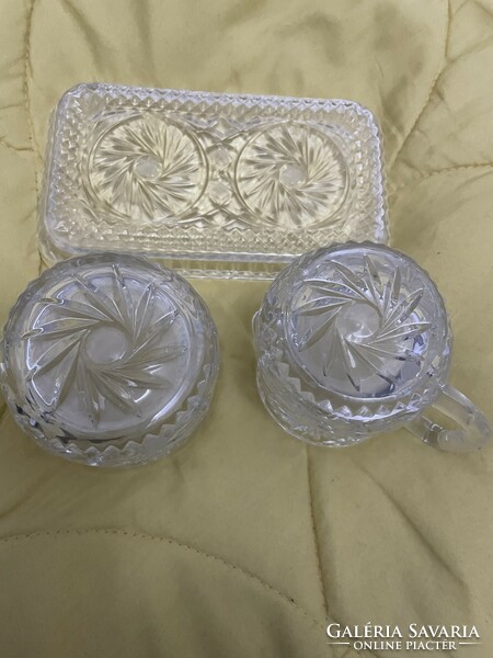 Czech crystal pouring/sugar holder/tray