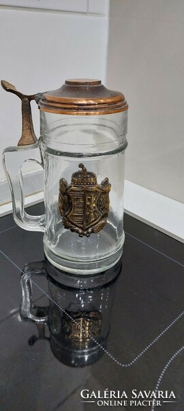 Glass jar with copper crest