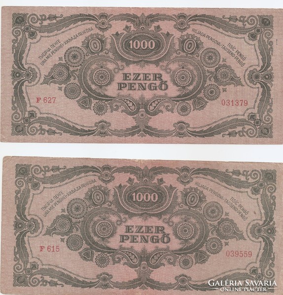 One thousand pengős from 1945, 4 pcs