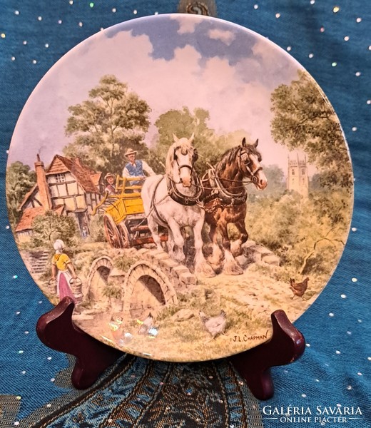 English plate with equestrian, country scene, decorative porcelain plate 2 (l4154)