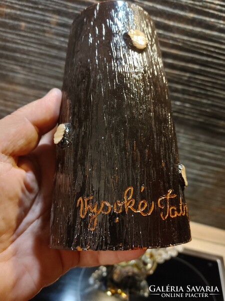 Visoke Tatry High Tatras log ceramic vase