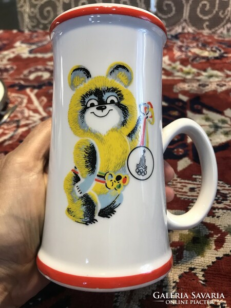 Hollóháza mug with the figure of the mascot of the 1980 Moscow Olympics