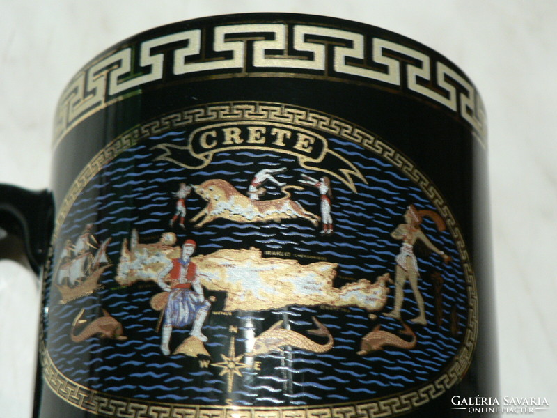 Greek scene mug with 24k gold decoration