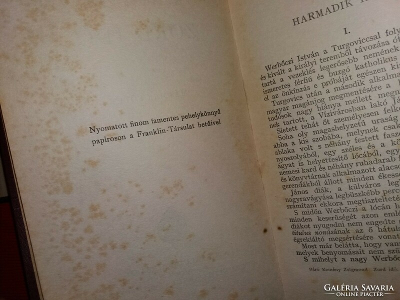 Antik Báró Kemény Zsigmond : Zord idő II.kötet könyv képek szerint Franklin Társaság