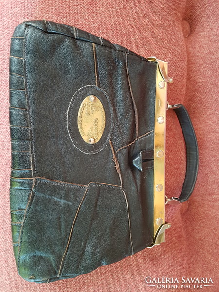 Old-old leather reticule bag, handbag