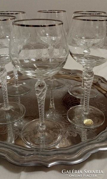Bohemia stemmed wine glass set (12 pcs, retro, antique)