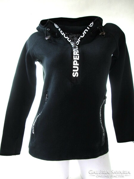 Original superdry sport (s) black long-sleeved women's hooded sport pullover