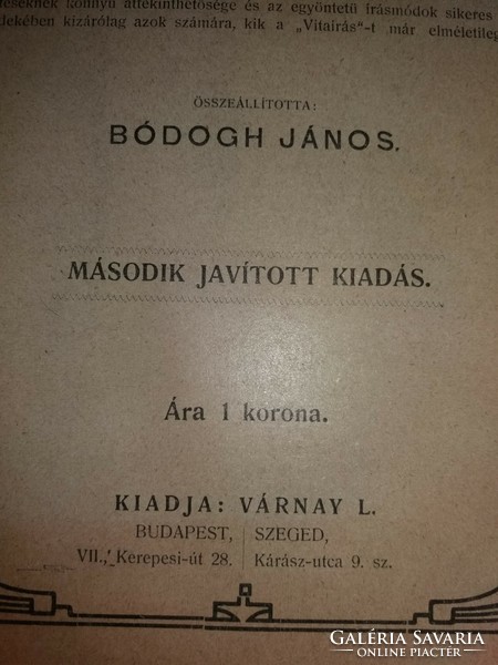 Antik 19. sz Bódogh János -Gabelsberger-Markovits rendszerű levelezési gyorsírás állandó rövidítései