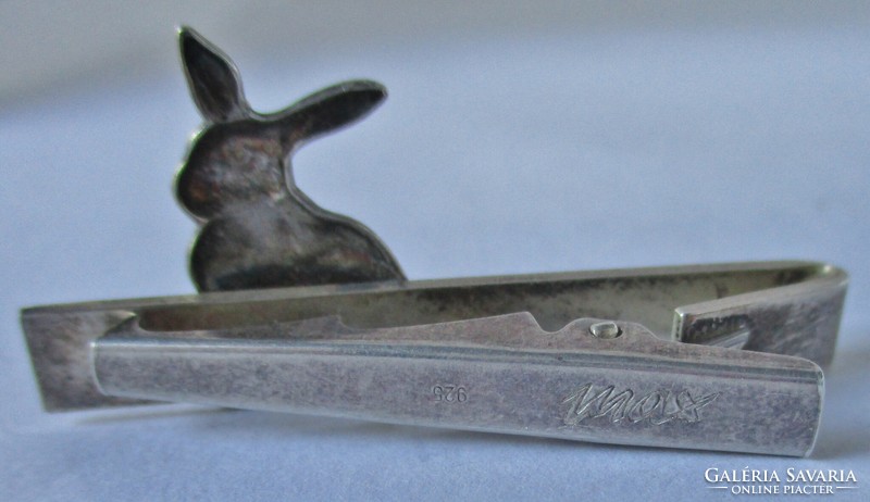 Rare old rabbit silver men's tie clip