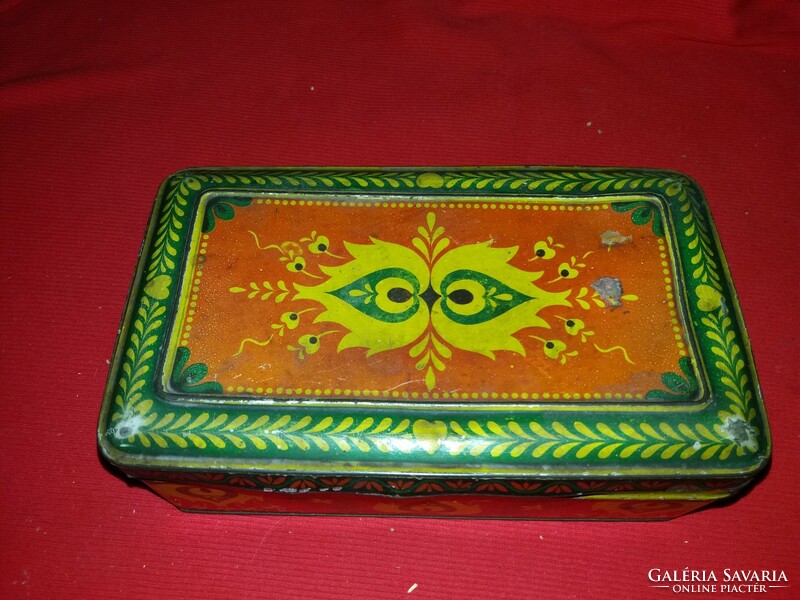 Antique franck henrik és fiai rt painted filter pattern sheet metal coffee box as shown in the pictures