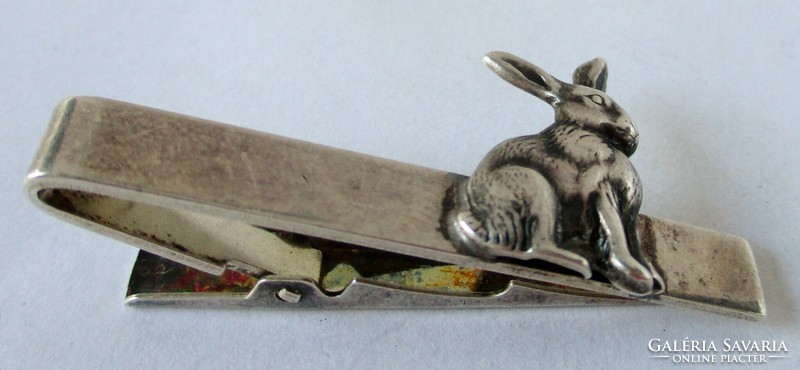 Rare old rabbit silver men's tie clip