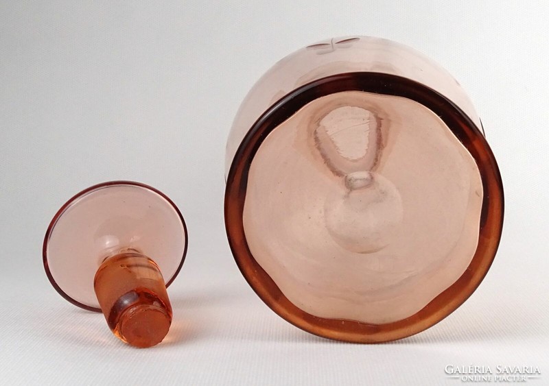 1O426 Régi fújt rózsaszín art deco dugós üveg 30 cm ~ 1930 körül