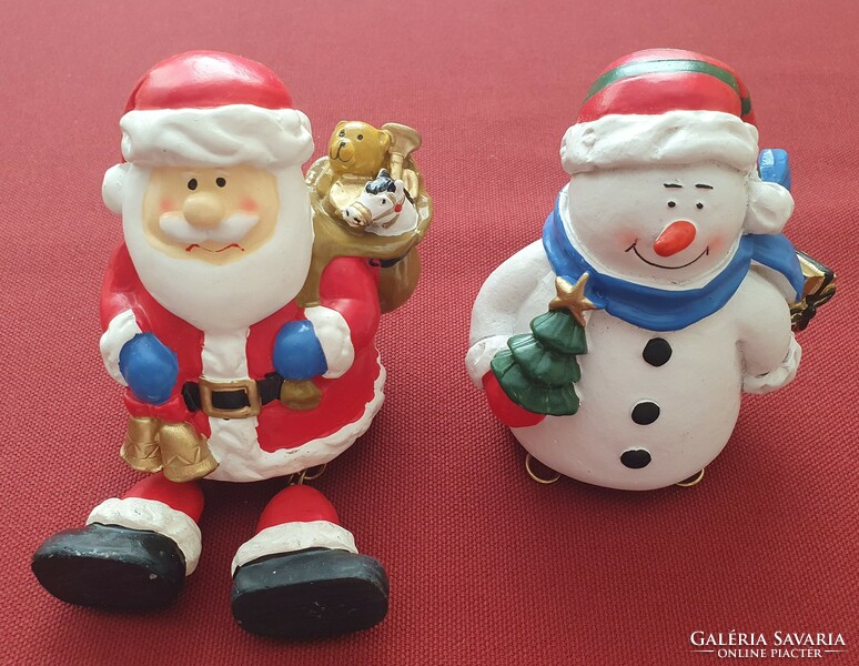 2db karácsonyi kerámia mikulás hóember dekoráció kellék
