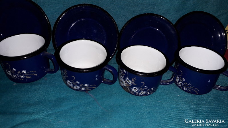 Old Bonyhád metal glazed baby room mug set with coaster in excellent condition, as shown in the pictures