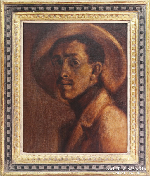 Viktor Erdei - self-portrait in a hat (1923)
