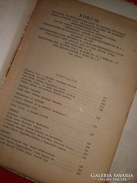 Antik 1948 FÓRUM irodalmi folyóirat könyv gyűjtemény 4 db egyben a képek szerint