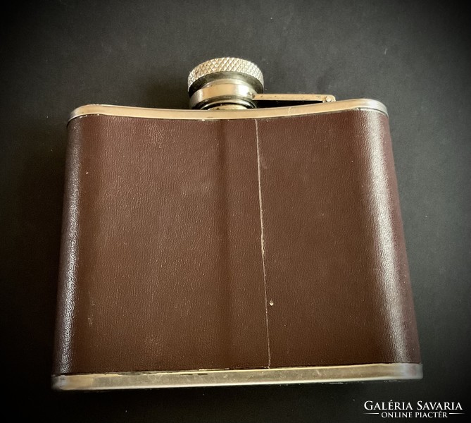 Retro flat bottle leather-covered cognac