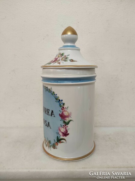 Antique apothecary jar with painted white porcelain inscription drug pharmacy medical device 860 7029