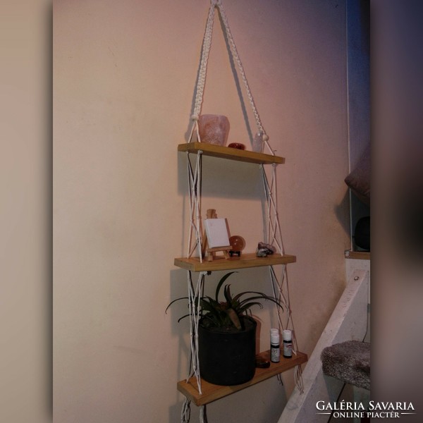 Hanging macramé shelf