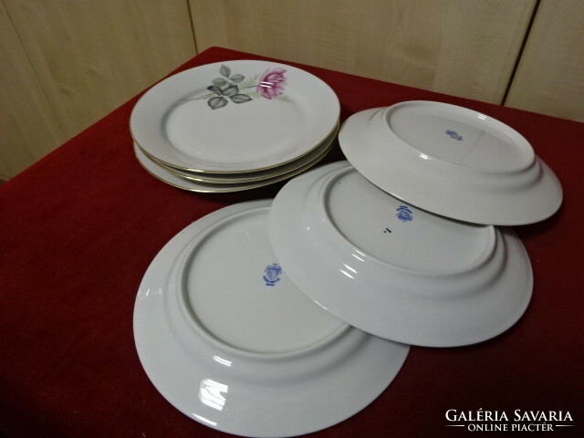Alföldi porcelain, small plate with rose pattern, six pieces, new condition. Jokai.