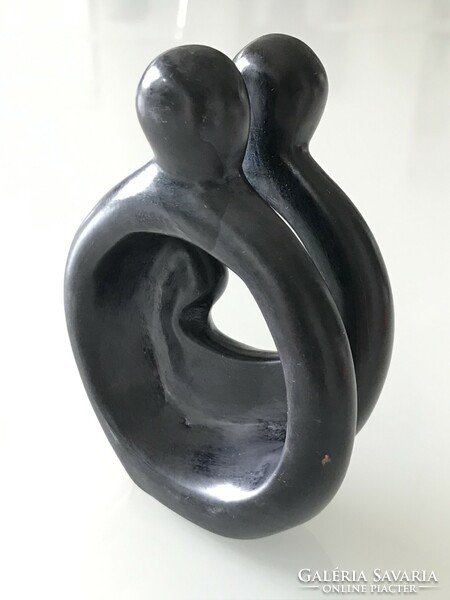 Sculpture made of grease stone with black matte enamel, 