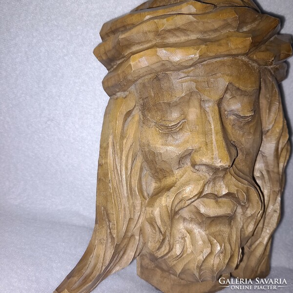 "Jézus ",Fafaragás, fából faragott szobor, falidísz, vallási kegytárgy.