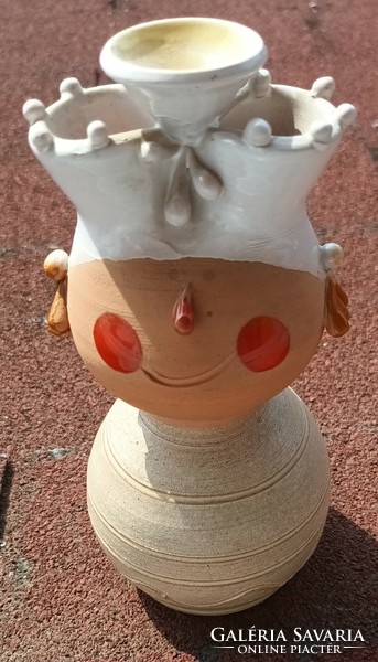 Györgyi Beke industrial ceramic king figurine candle holder
