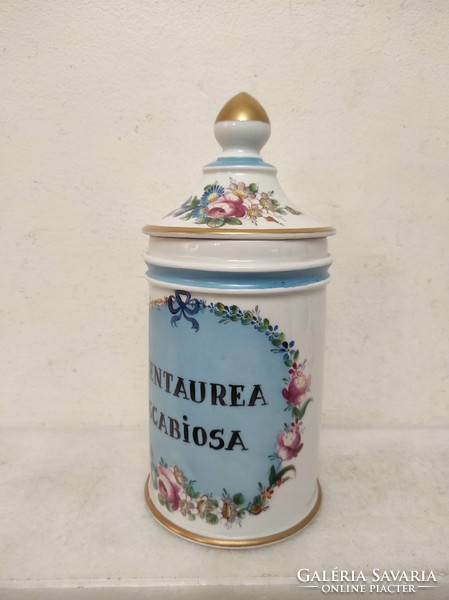 Antique apothecary jar with painted white porcelain inscription drug pharmacy medical device 860 7029