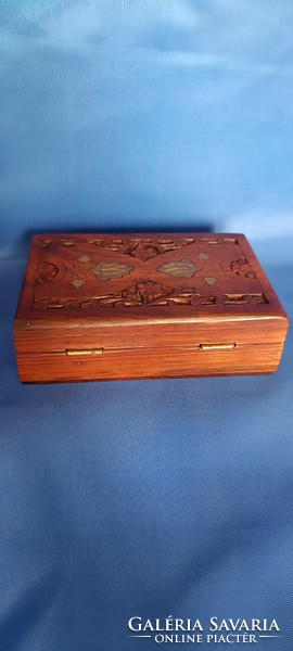 Beautifully carved copper veined wooden box