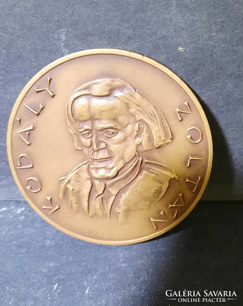 Big András: Zoltán Kodály - original marked bronze plaque, 6 cm, state mint
