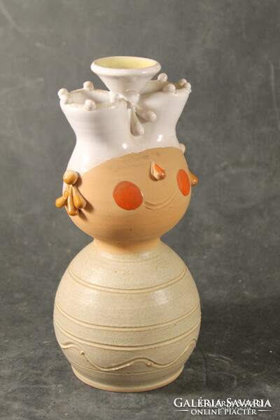 Györgyi Beke industrial ceramic king figurine candle holder