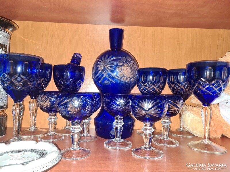 Romanian blue glass set