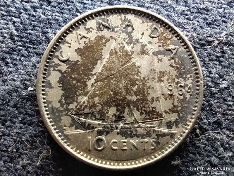 Canada ii. Elizabeth .800 Silver 10 cents 1964 (id80616)