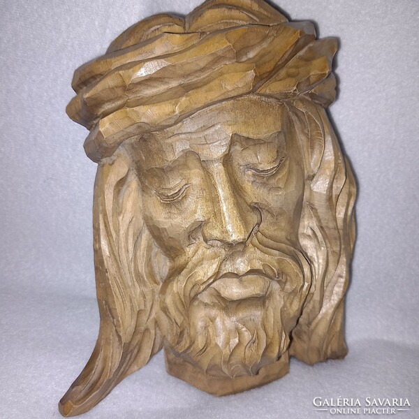 "Jézus ",Fafaragás, fából faragott szobor, falidísz, vallási kegytárgy.