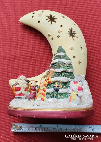 Karácsonyi kerámia mécsestartó dekoráció mikulás fenyőfa hóember hold