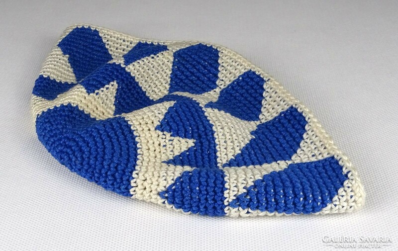 1O543 Crochet Blue White Muslim Headscarf Kufi