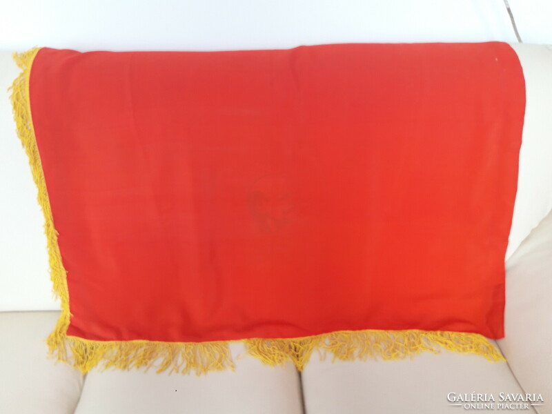 Soviet silk flag with portrait of Lenin, inscription