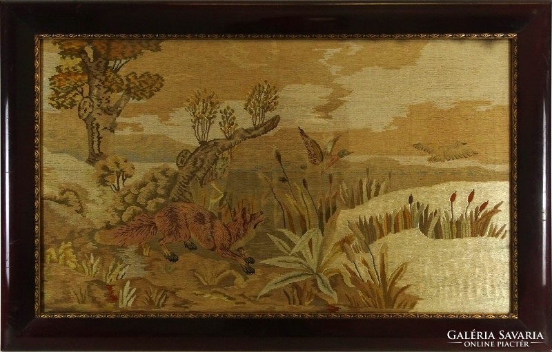 1O317 large hunting scene tapestry needlework 72 x 112 cm