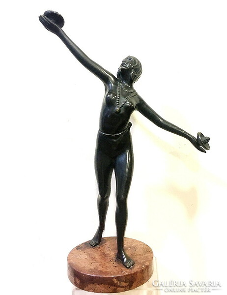 Art deco dancing girl, bronze statue, 1920s