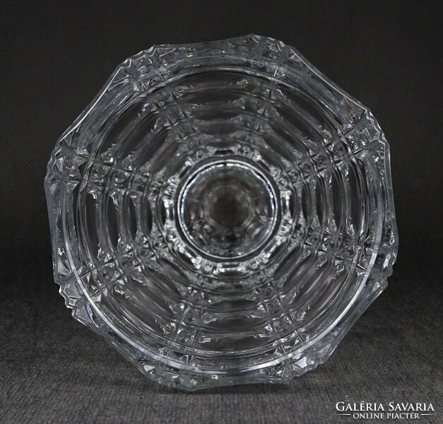 1O622 Régi nagyméretű préselt üveg váza 21 cm