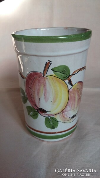 Ceramic cup with an apple and pear pattern